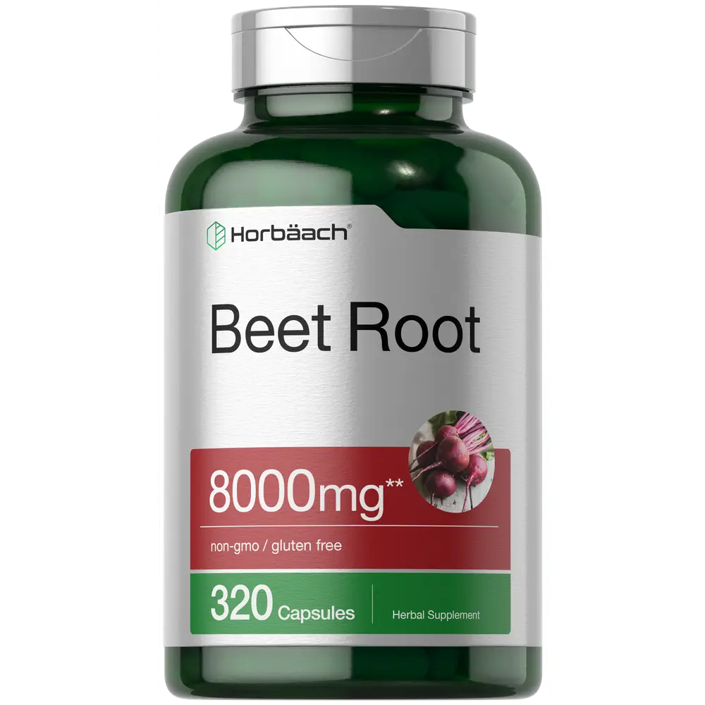 Horbäach Beet Root Powder Capsules 8000mg | 320 Pills | Non-GMO, Gluten Free Formula | High Potency Herbal Extract Supplement