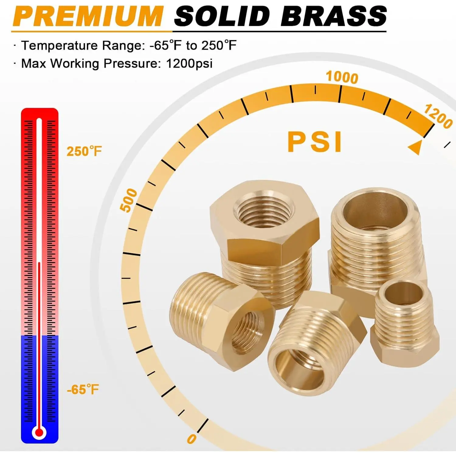 25 count Brass Hex Bushing Kit Brass Fittings Assortment 1/4" to 1/8", 3/8" to 1/8", 3/8" to 1/4", 1/2" to 1/4", 1/2" to 3/8" NPT Reducer Pipe Fittings Adapter Fitting 25 count Brass Hex Bushing Kit Brass Fittings Assortment 1/4" to 1/8", 3/8" to 1/8", 3/8" to 1/4", 1/2" to 1/4", 1/2" to 3/8" NPT Reducer Pipe Fittings Adapter Fitting