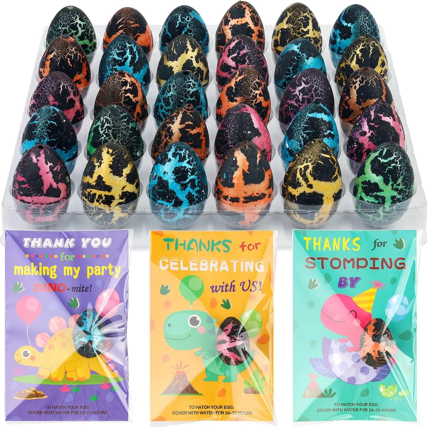 30-Pack Hatching Dinosaur Eggs with Cards - Classic Novelty Capsule Toys, Unisex Kids' Party Favors, Gifts for Children