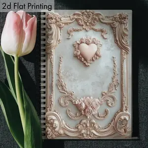 1 pc A5 inch notebook, with a vintage aesthetic theme, featuring a floral frame with carved rose and scroll designs, perfect for journaling, note-taking, and gifting, suitable for school and office supplies, Travel Diary Notebook
