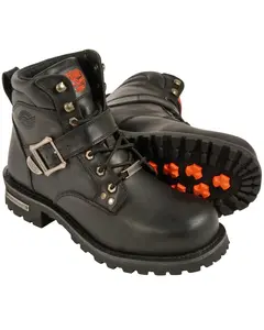 Milwaukee Leather Men's 6" Side Buckle Boot Round Toe Wide - Mbm9010w