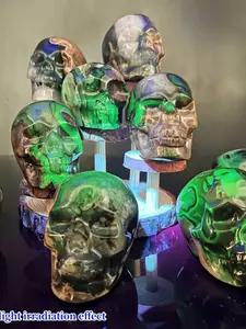 Natural Volcanic Agate Hand Carved Crystal Skull Head, Home Decor Craft Collectible, Halloween Gift, Perfect for Family Collection