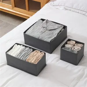 Fabric Drawer Organizer Bins for Clothes – Foldable Sock, Underwear & Bra Storage Boxes for Dresser, Closet & Wardrobe (3-Pack Beige)