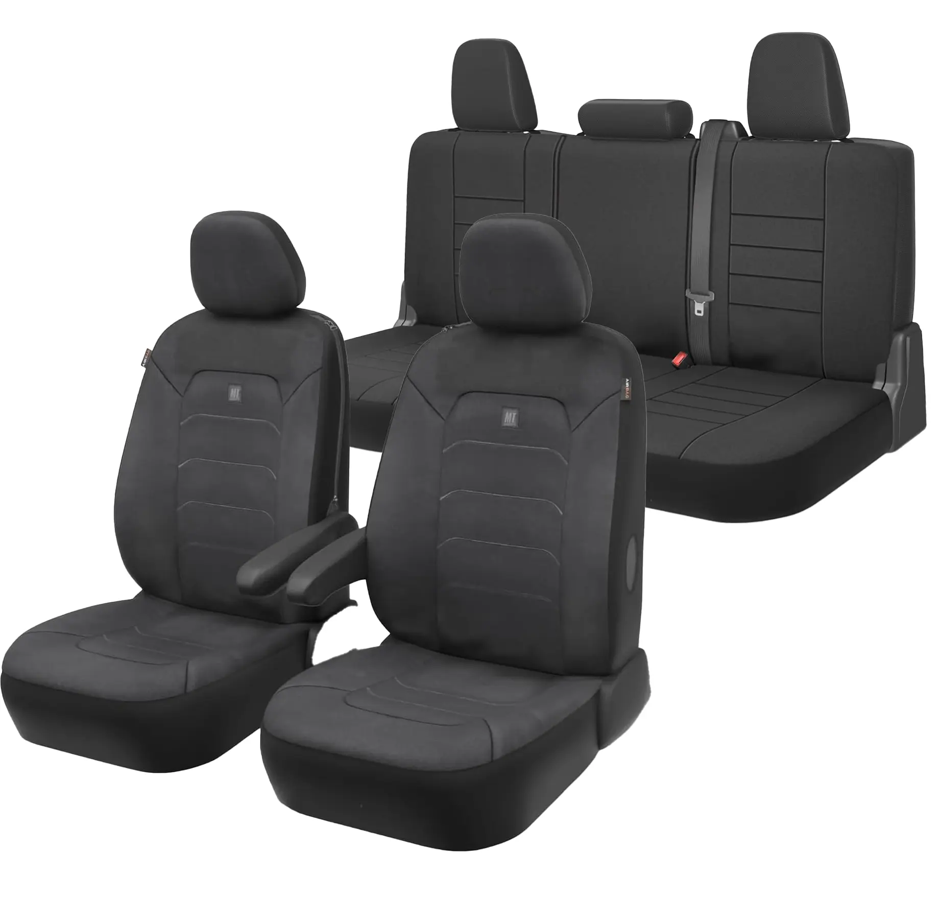 Neoprene Advantage Full Seat Cover Set – Waterproof Front and Rear Bench Seat Covers for Trucks, SUVs, and Vans, Protective Neoprene Material with Universal Fit, Easy Installation, Black Car Seat Protectors