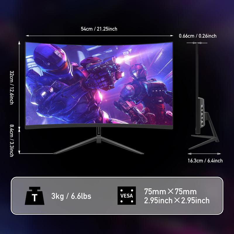 New 24" Curved Gaming Monitor, FHD 1080P, 180Hz Refresh Rate, 1ms Response, AMD FreeSync, Ultra-Slim Design, HDMI/DP, VESA Mountable #Black Friday