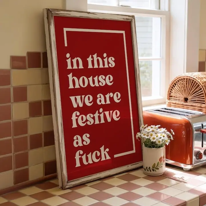 [All Design] Festive as Fuck Wall Art Print - Funny Xmas Decor - Christmas Poster - Christmas Home Decore Festive as F*ck Wall Art Print,Christmas Printable Poster Gift for friend (NO FRAME)