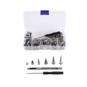 70 Sets Silver Mixed Shape Spikes and Studs Cone Croc Spikes Leather Rivet Kit for Clothing Shoes Belts DIY