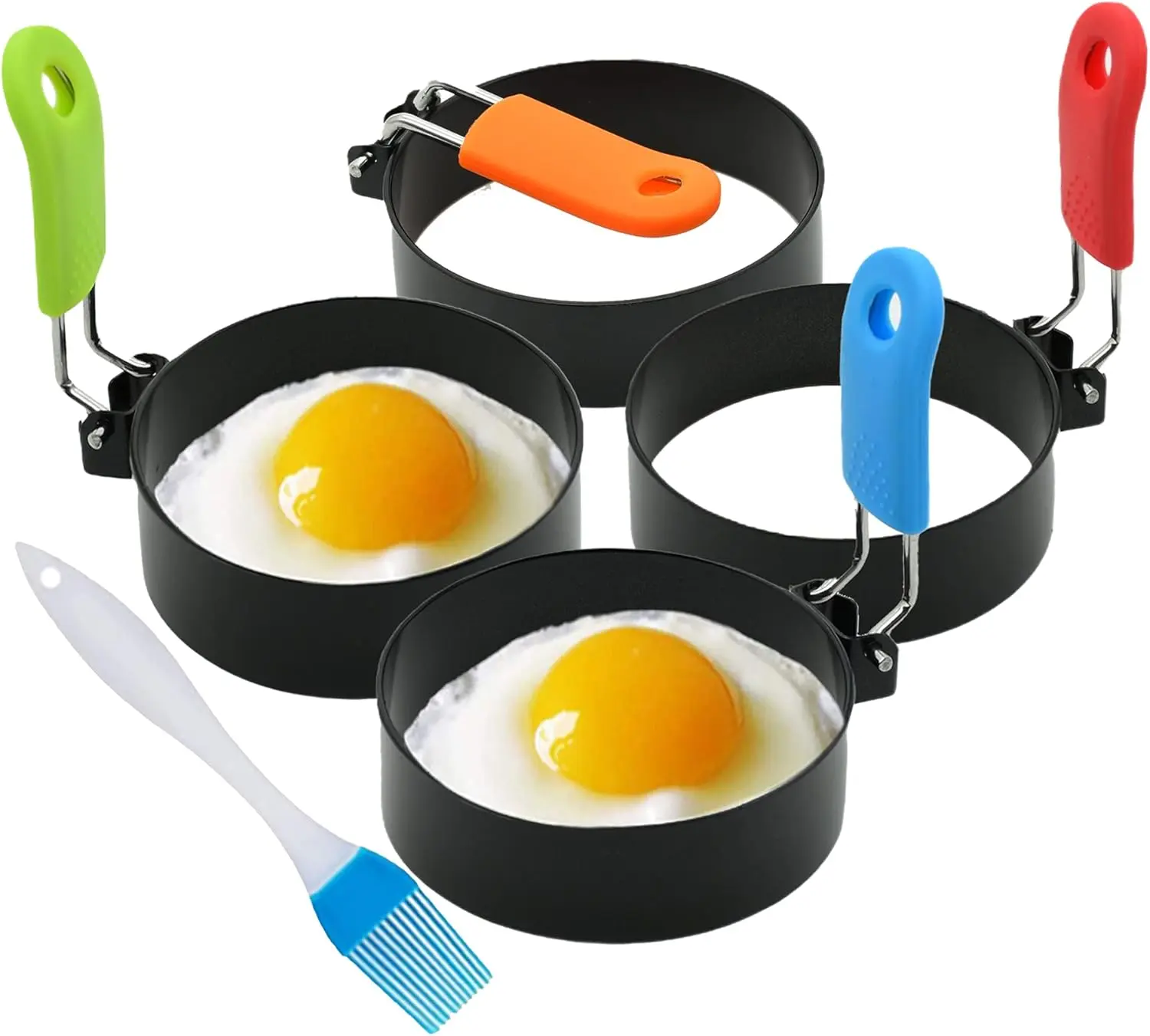 Set of 4 Egg Rings for Egg Muffins, Round Egg Molds for Frying, Pancake Deep Egg Ring Bread Shaper Mold for Shaping Cooking Eggs