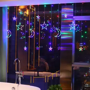 LED Star Fairy String Lights for Bedroom Decoration - Fairy Lights Curtain, Moon & Stars Night Light for Home Decoration Party,Remote Control USB Powered Waterproof Fairy String Lights with Timer