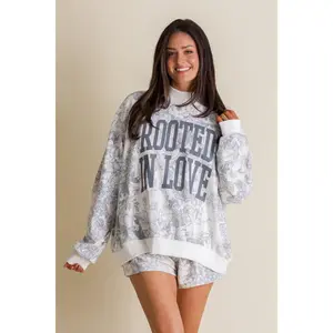 Floral Oversized Mock Neck Sweatshirt