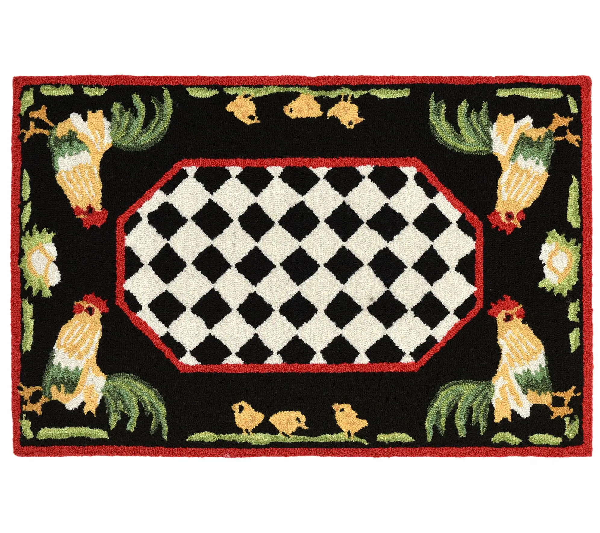 Liora Manne Frontporch Rooster In-Out Rug Black24" x 36"