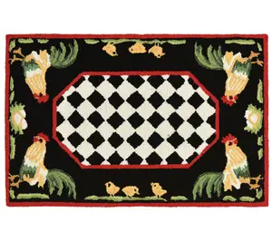 Liora Manne Frontporch Rooster In-Out Rug Black24" x 36"