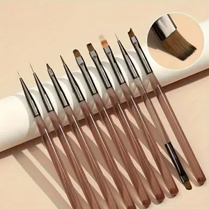 9-Piece Nail Art Brush Set, Professional Manicure Nail Painting Design Brushes, Ultra-Fine Nail Line Brushes, Single Item