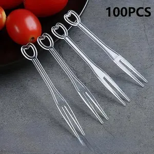 100PCS Disposable Plastic Mini Tasting Forks for Fruits, Desserts, Cheese Cubes, Snacks (White) Cutlery Tableware