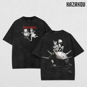 Reanimal Game Double Sided Oversize Washed Tshirt Unisex Oversize graphic tee 90s Clothes Top Cotton, Menswear Top Black Tf2 Casual Crewneck Clothes Soft