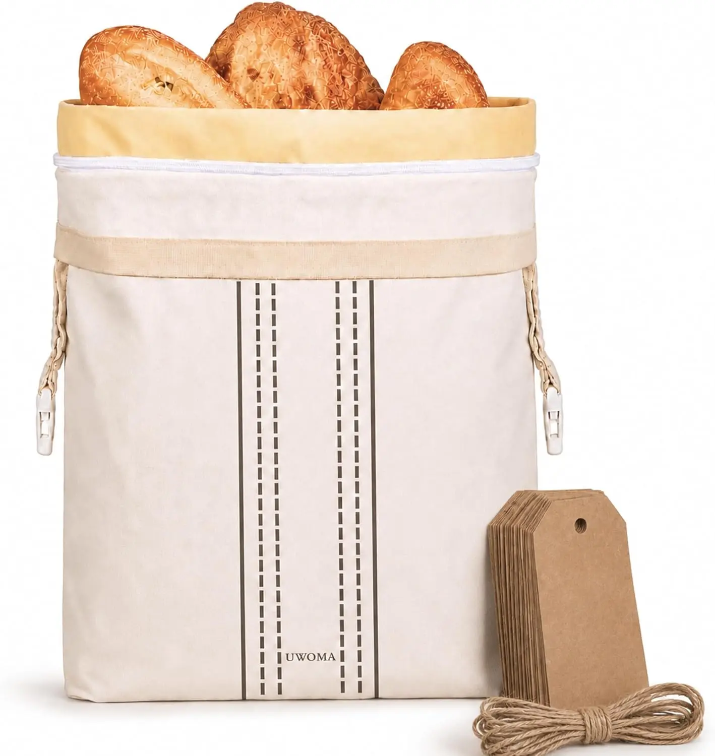 UWOMA Reusable Beeswax Bread Bag, 1 Pack, XL, 13 x 17in, with Label Tags & Care Guide