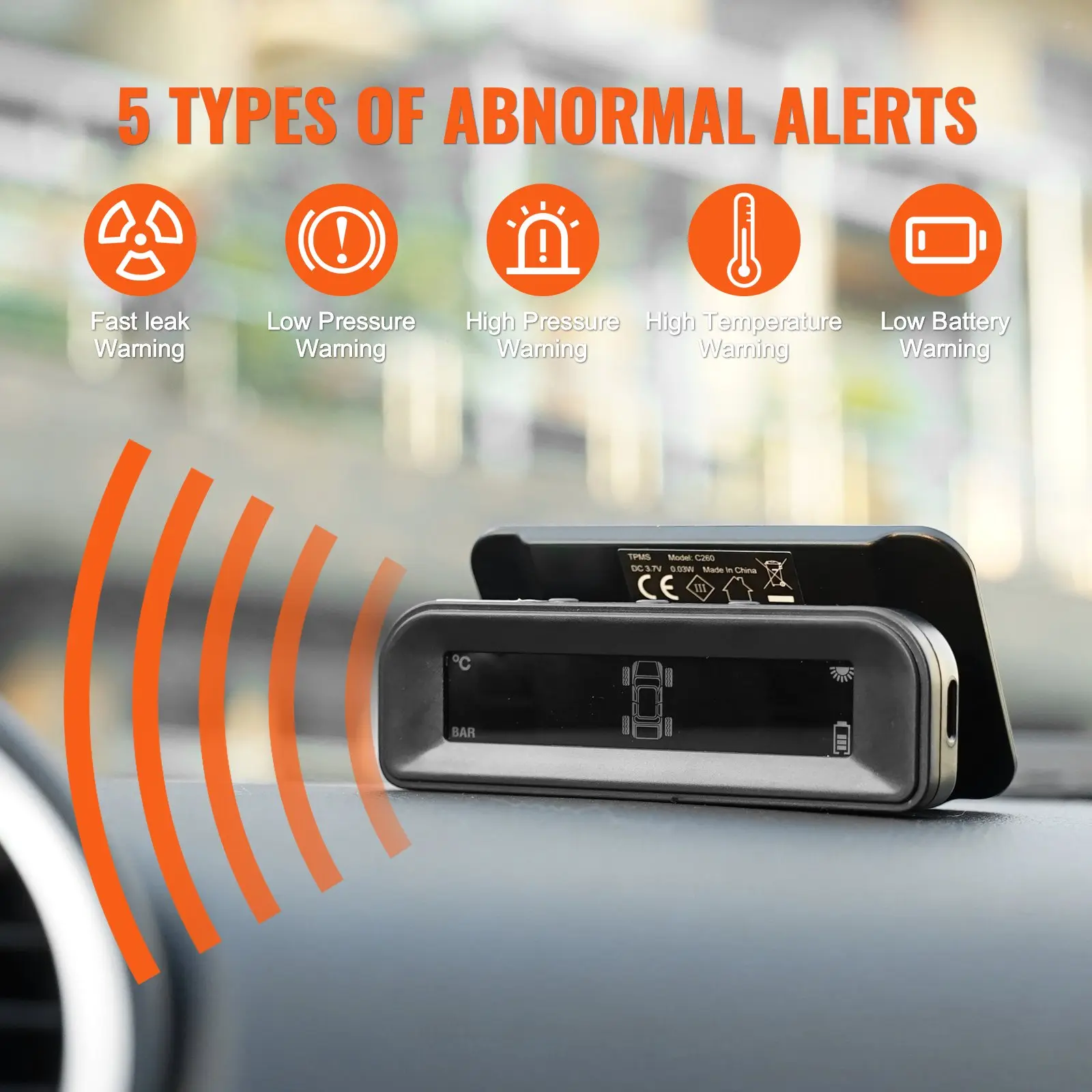 【summerfinds】VEVOR Truck Trailer Tire Pressure Monitoring System, Solar-Powered Real-Time TPMS, 4-Sensor Kit, Ideal Father's Day Gift