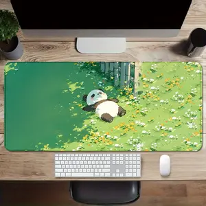 Large Super Cute Panda Theme Mouse Pad Laptop Protection Mat Study Desk Pad - Durable Non-Slip Base, Edge-Locked Design, Office and Gaming Desktop Accessory, Ideal Gift for Friends and Family