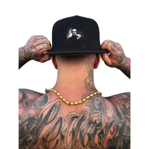 TheDriveClothing FU Myers Black Flat Bill Snapback Hat – All Black Trucker Cap, Black on Black Print Mesh Back Hat, Structured Flat Brim Streetwear Headwear