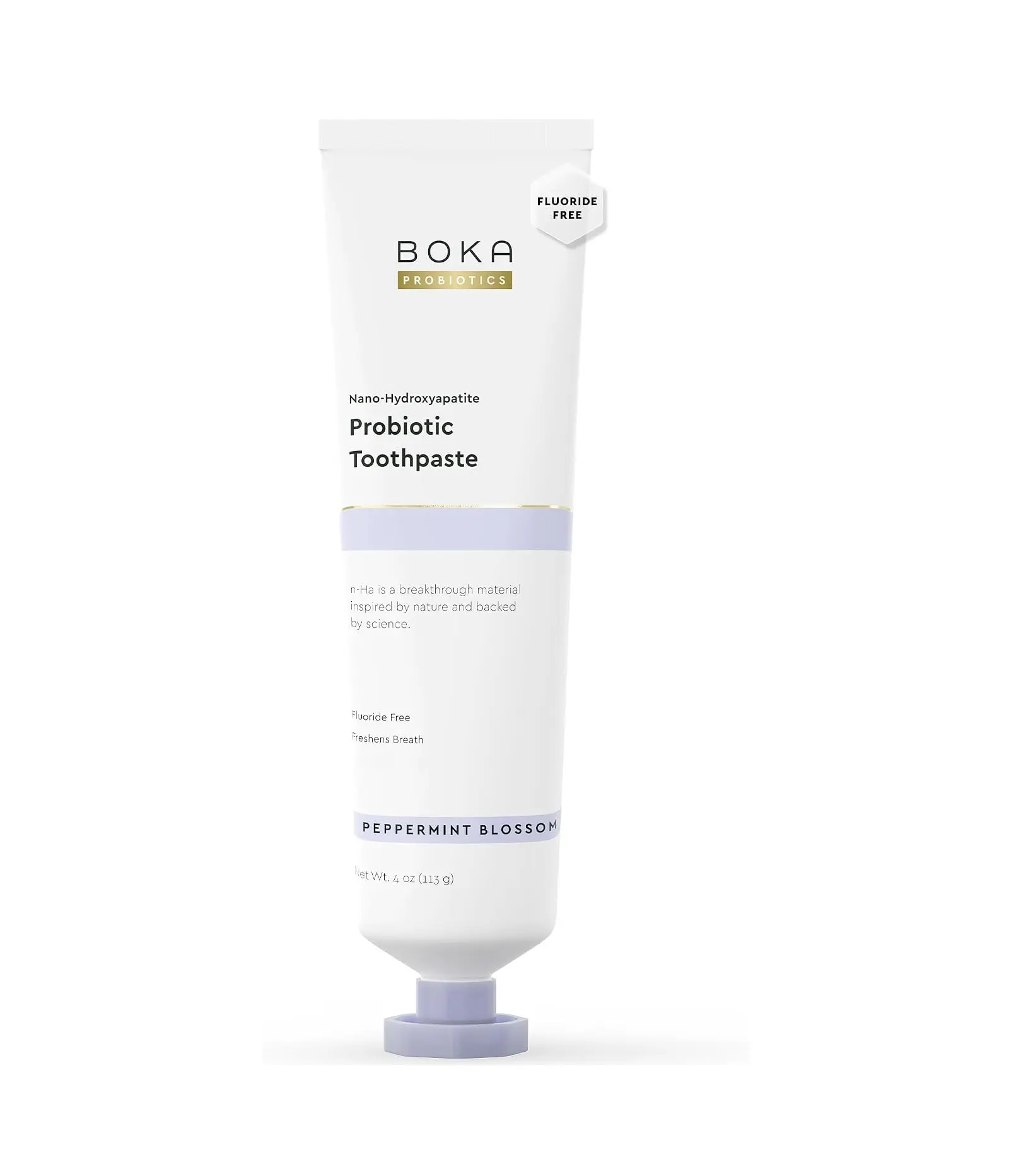 Boka Probiotic Toothpaste - Fluoride Free, Nano Hydroxyapatite Toothpaste Made with Probiotics - Peppermint Blossom - 4 Oz, 1PK