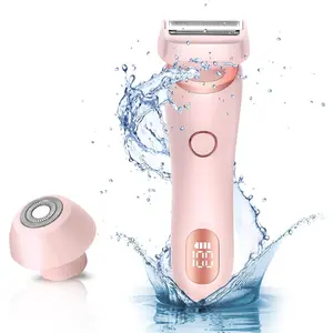 Women’s electric shaver, 2-in-1 women’s electric epilator, USB rechargeable portable hair clipper for legs, arms, and face, with detachable head, wet/dry dual use, pink