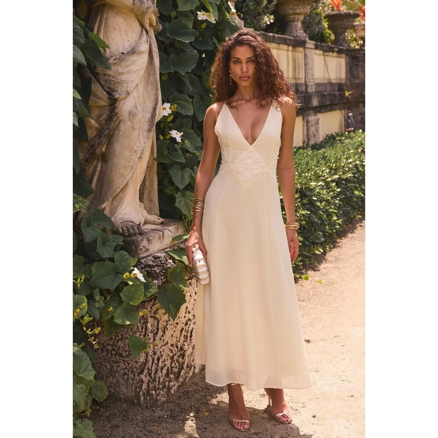 Maya Cream Chiffon Maxi Dress
