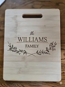 Laser Engraved Personalized Wedding/Anniversary Gift Flowery Cutting Board