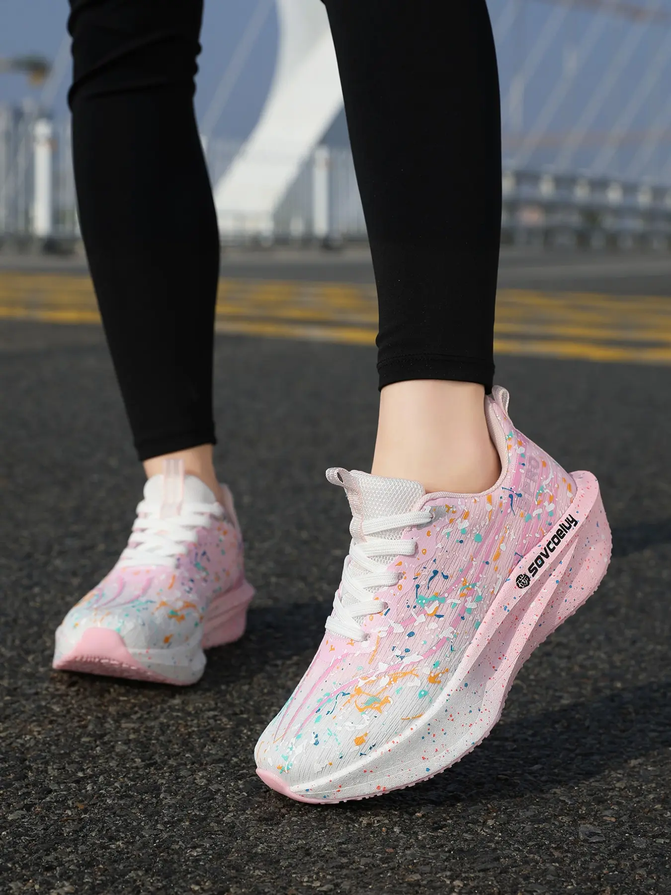 Women's Casual Running Shoes, Sporty Running Shoes, Breathable Workout Sneakers with Carbon Plate Technology, Lightweight Cushioned Shoes for Running and Walking, Running Sports Footwear