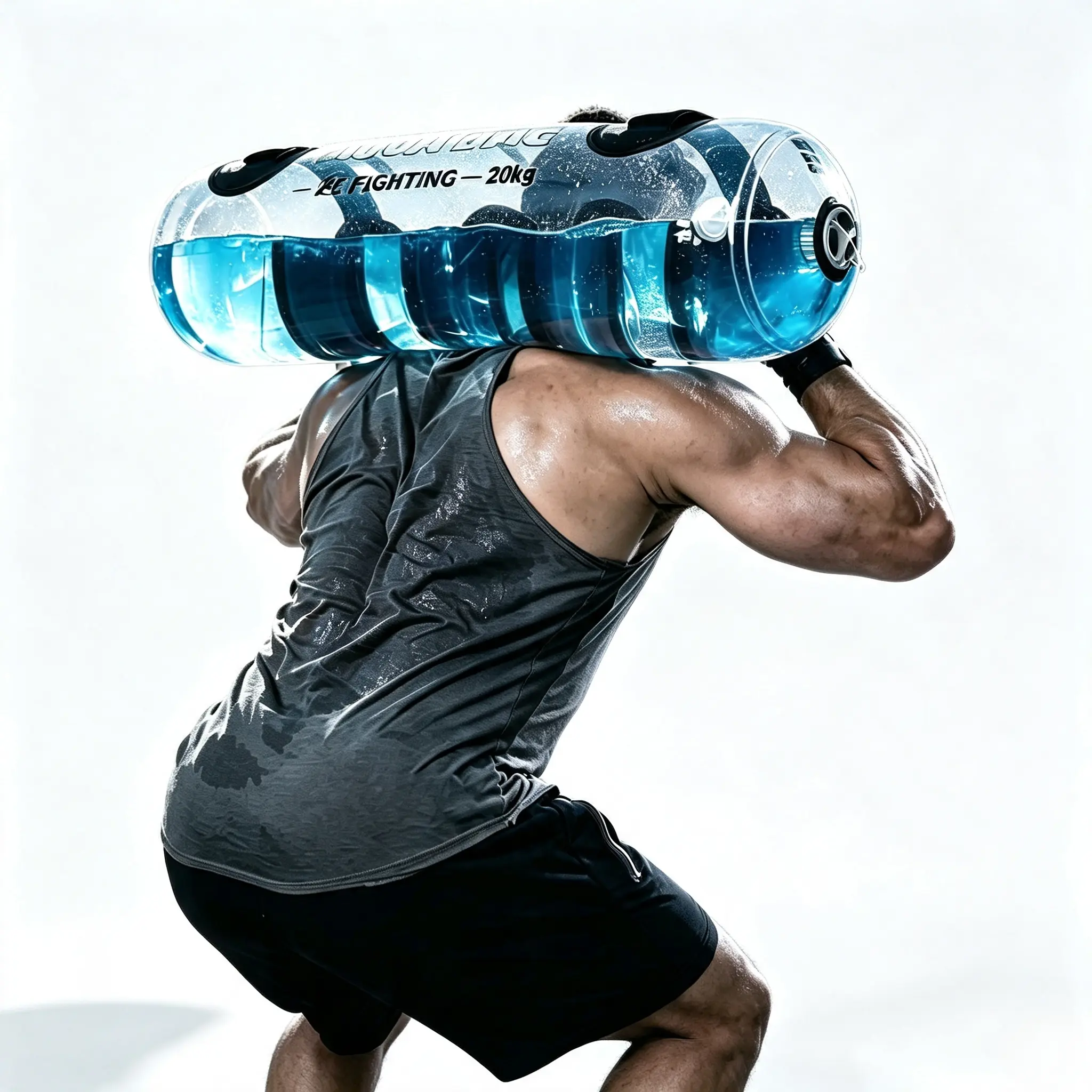 Inflatable Cylindrical Weight Water Bag, Portable Adjustable Water Injection Strength Training Equipment, Portable Home Gym Lifting Workout Gear for Full Body Daily Fitness Training