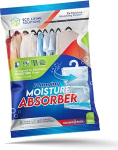 Moisture Absorber Packets, Fragrance Free, Humidity Absorber, Hanging Closet Dehumidifier Bags, Eliminates Odors for Fresher Air, Ideal for Closet (16)