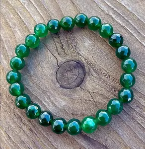 Natural Emerald 8mm Round Beaded Handmade Bracelet Protection Gemstone Crystal Stretch Men Women Yoga Bracelet Gift