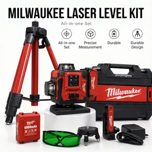 Milwaukee Heavy-Duty Precision Level Tool with Laser-Guided Corded Circular Saw for Tile Installation, Cabinet Alignment and Framing Projects