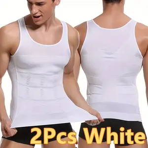 2pcs Men's Compression Shaping Tank Tops - High-Elasticity Tummy Control Slim-Fit Shirt, Abdominal Slimming Workout Gym Wear, Compression Shorts (Size Up Recommended) for Bodybuilding &