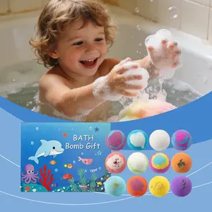 Kids Bath Bombs with Surprise Inside 12 Pack Gift Set Bubble Fizzies for Children Fun & Safe Bath Time Treats