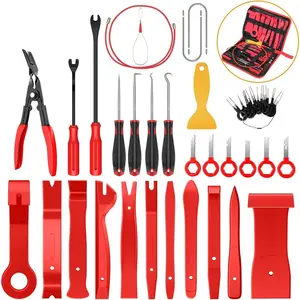 40Pcs Trim Removal Tool,Auto Terminal Removal Key Tool,Auto Clip Pliers Stereo Removal Tools,Car Upholstery Repair Removal Kit,Precision Hook and Pick Set,Wiring Threader,Car Film Scraper removal tool kit