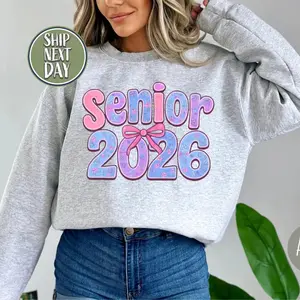 Senior 2026 Pink & Purple Floral Sweatshirt - Hoodie, Cute Preppy Class of 2026 Sweatshirt, Back to School Senior Year Outfit, Cozy Gift Idea, 2026 Grad Shirt