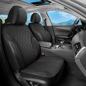 Premium Waterproof Leather Car Seat Covers Full Set (Front & Rear) - Breathable Universal Fit for Most Cars, SUVs & Trucks｜58003