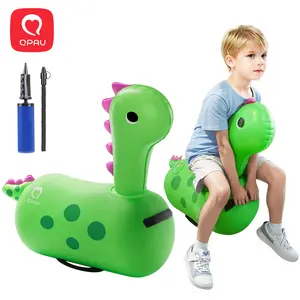 QPAU 1/2 PCS Christmas Gifts Bouncy Dinosaur Toys for Ages 2-5, Inflatable Jumping Bouncy Horse Animal Hopper with Hand Pump, Outdoor & Indoor Ride On Hopping Bouncer, Fun Play