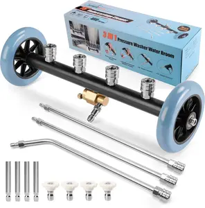 3-in-1 Under Carriage Pressure Washer Attachment, 16 Inch Pressure Washer Undercarriage Cleaner and Water Broom for Power Washer Surface Cleaner with 3 Extension Wands and 8 Nozzles