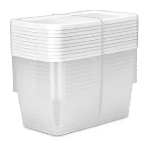 Sterilite 6 Quart Small Storage Bins – Set of 10 | Clear Plastic Containers with Snap-On Lids | White