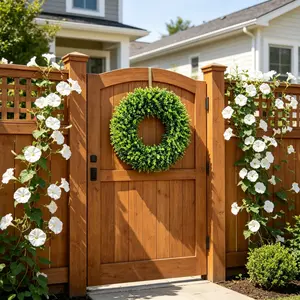 Spring Summer Eucalyptus Wreath with Scarf Ribbon Door Hanging Decor Boxwood Artificial Wreath 1pcs Premium Handmade Durable, Create Warm Welcome Home Atmosphere, Ideal for Farmhouse Lovers Home Wall Porch Decor Wall Hanging Ornament Home Decor Ornaments