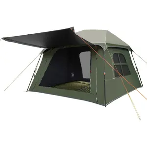 Blackout Cabin Tent: 4 Person Pop Up Camping Tent with Vestibule & Rainfly Waterproof Instant Easy Setup Family Tent