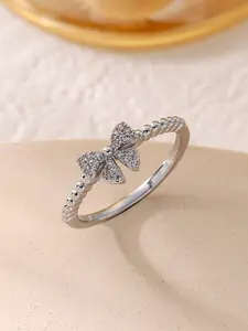 Elegant Bow Zirconia Ring for Women, Elegant Everyday Ring, Perfect Gift for Wife Girlfriend, Fashionable Jewelry Accessory, Bow Decor Ring