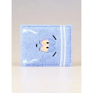 Blue Towel Cloth Bifold Wallet, Fashion Personalized Card Holder with Window, Stylish and Durable Wallet