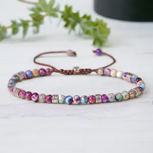 Natural Gemstone Energy Bracelet for Women Adjustable Charoite Stone Bracelet Symbol of Pure Love Natural Gemstone Healing Jewelry for Intuition & Balance