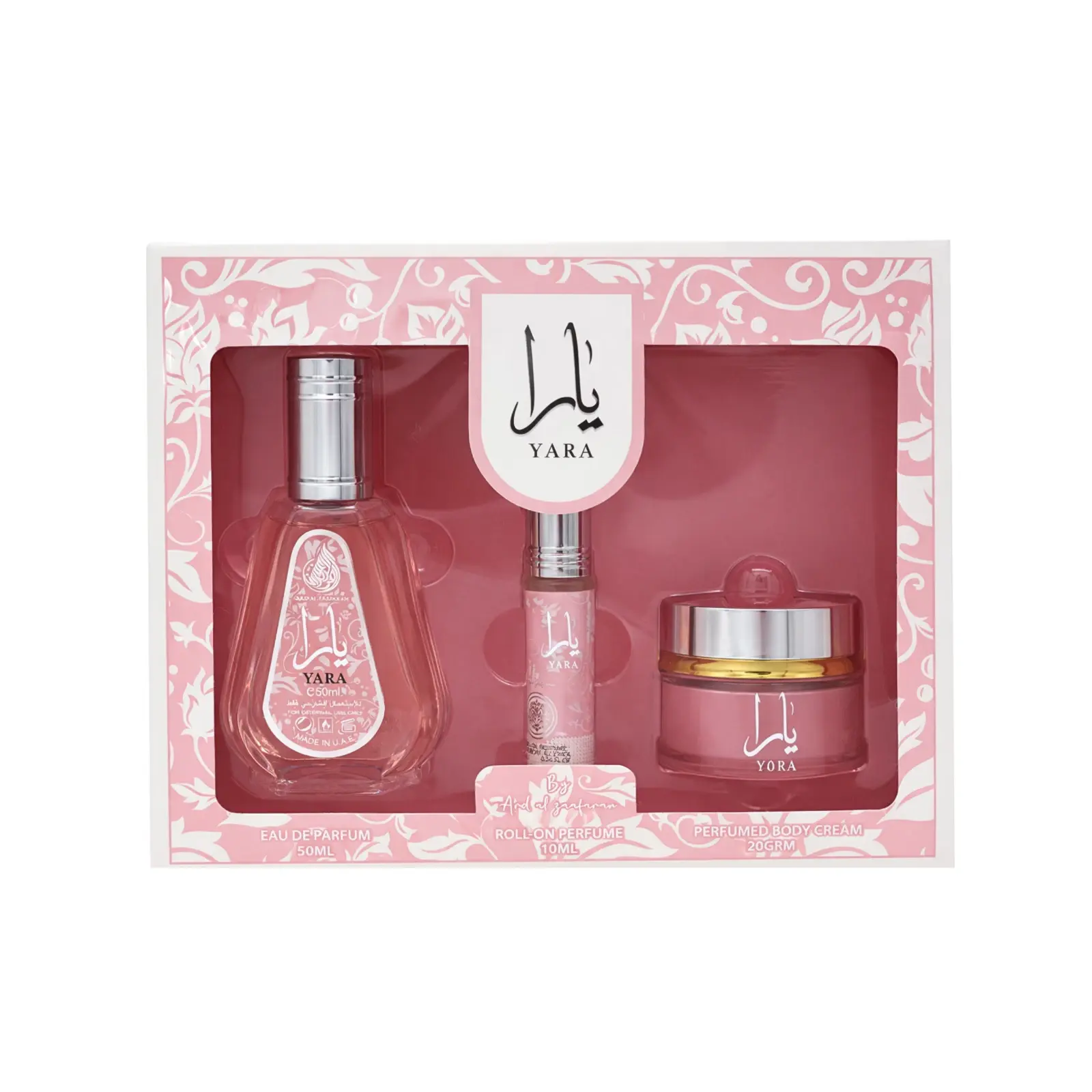 (3pc Gift Set) 50ml Yara EDP Spray + 10ml Roll-On + 20ml Body Cream by Ard Al Zaafaran