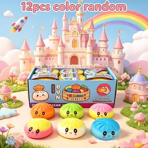 12-Pack Soft Dough Toy Set, Fun Expressive Baozi Toys, Colorful Stress Relief Squeeze Balls, Slow Rebound Sensory Toys, Random Colors