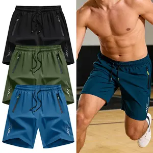 3PCS Men's High-Performance Athletic Shorts – Quick-Dry Training Gym Shorts with Secure Zip Pockets – Lightweight Breathable Sport Shorts for Running, Fitness & HIIT