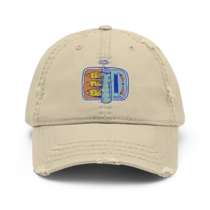 Unisex Distressed Dad Hat - Sardine Can Design, Neutral Tone Nostalgic Blank 1-Size Casual Fashion Accessory Hat, Blank Hats, One-Size Hats