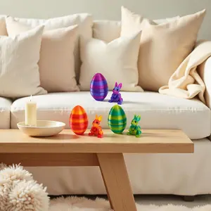 Set of 6 3D Printed Decorations Featuring a Forest Sunrise, Perfect for Enhancing Party Vibes, Table Decor, Easter Crafts, Central Table Pieces, Meal Supplies for Gatherings, And Gifts for Easter, Including Easter Bunnies